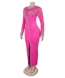 Glamorous Hot Drill See-Through Splice Split Dress