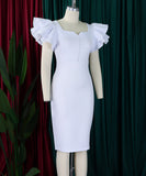 Beaded Lotus Leaf Sleeve Women's Dress for Effortless Style