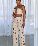 Sexy Slits Fitted Two-Piece Set in Black Yellow Apricot White