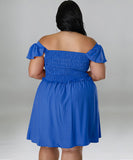 Oversized One-Shoulder Wide Sleeve Dress for Women with Short Sleeves