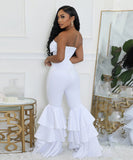 Stylish Sexy Top Solid Color Pleated Lace Jumpsuit for Elegant Nights