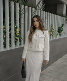 Fashionable Button Embellished Short Blazer Polyester