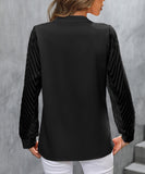 Ladies Blended Chiffon Long Sleeve Solid Color Blouse