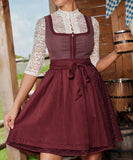 Waist Cinching Patchwork Short Dress for Women in Yellow and Wine