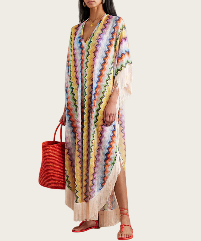 Bohemian Tunic Dress With Fringed Sleeves Convertible To Dress For Effortless Boho Comfort