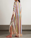 Bohemian Tunic Dress With Fringed Sleeves Convertible To Dress For Effortless Boho Comfort