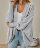 Batwing Sleeve Cardigan Loose Knit Coat Nylon Elastane