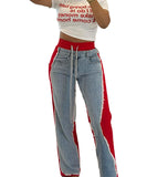 Trendy Women's Denim Pants in White Black and Red Stylish Fit