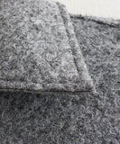 Short Loose Wool Coat Pearl Trim Casual Polyester Gray