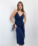 Elegant V-Neck Crepe Split Halter Dress for Any Occasion