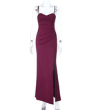 Slim-Fit Strapless V-Neck Dress With Elegant Slit Opening