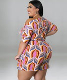 Stylish Printed One-Piece Waistband With Sloping Shoulders Design