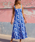 Vacation Style French Halter Floral Printed Maxi Dress