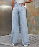Distressed High Waist Wide Leg Jeans For Women Chic Casual