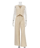 Chic Women's Sleeveless Vest and Long Pants Two-Piece Set
