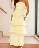 Stylish Strapless Backless Cake Dress in Vibrant Colors