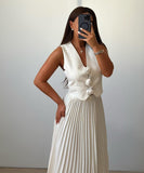 Sleeveless Tank Top Two Piece Set With Pleated Sleeves Women