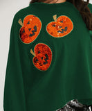 Halloween Pumpkin Sequin Sweatshirt for Women Loose Top