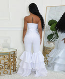 Stylish Sexy Top Solid Color Pleated Lace Jumpsuit for Elegant Nights