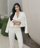 Fashionable Button Embellished Short Blazer Polyester