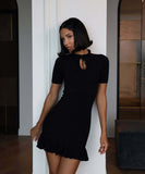 Fashionable Short Sleeved Ribbed Sexy Dress in Multiple Colors