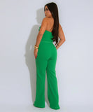 Chic Strapless Two-Piece Outfit with Solid Long Pants