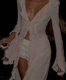 Lace Open Cardigan Cover-Up for Beach Bikini Sun Protection