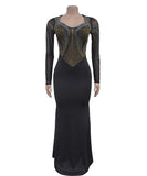 Classic Sequined Long Sleeve Dress Night Out Elegance