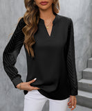 Ladies Blended Chiffon Long Sleeve Solid Color Blouse