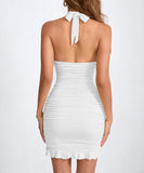 Sexy Neck-Wrap Pleated Full-Skirt Dress in Vibrant Colors