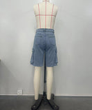 Light Blue Ripped Denim Pocket Jeans for Work and Casual Wear