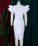 Beaded Lotus Leaf Sleeve Women's Dress for Effortless Style