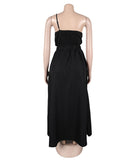 Solid Color One-Shoulder Flower Hollowed Dress for Summer