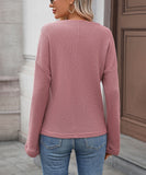 Striped Waffle Knit Top Stretch All Day Comfort Everyday