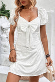 Chic Backless White Square Neck Midi Dress