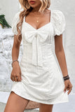 Chic Backless White Square Neck Midi Dress