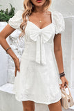Chic Backless White Square Neck Midi Dress