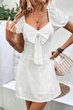 Chic Backless White Square Neck Midi Dress
