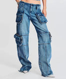 Fashionable Multi-Pocket Patchwork Accordion Jeans for Men