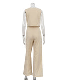 Chic Women's Sleeveless Vest and Long Pants Two-Piece Set