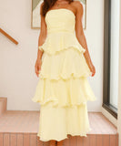 Stylish Strapless Backless Cake Dress in Vibrant Colors