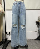 Distressed High Waist Wide Leg Jeans For Women Chic Casual