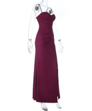 Slim-Fit Strapless V-Neck Dress With Elegant Slit Opening