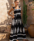 Vacation-Style Halter Top Beach Dress with High Waist Skirt