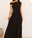 Elegant Sexy Tie Dress in Solid Colors for Effortless Style