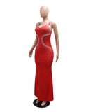 Stunning Sexy Halter V-Neck Dress With Drill And Hip Wrap