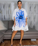 Classic Printed Shirt Dress With Lapel Collar Slim Fit