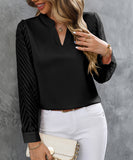 Ladies Blended Chiffon Long Sleeve Solid Color Blouse