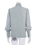 Stylish Long-sleeved Stand Collar Casual White Shirt
