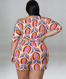 Stylish Printed One-Piece Waistband With Sloping Shoulders Design